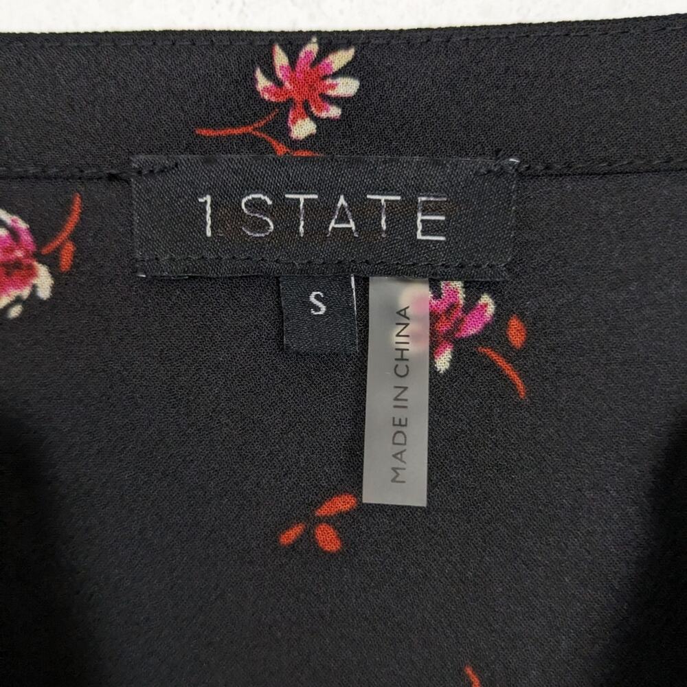1 State Floral Blouse S Black Ditsy Print Long Sleeve Feminine NWT - Picture 8 of 11
